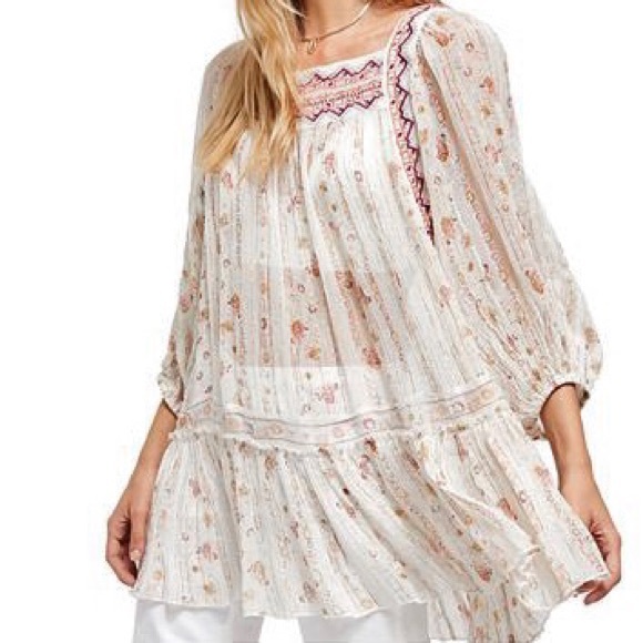 Free People Tops - NWT Free People Chiffon Tunic w 2 ties on the back